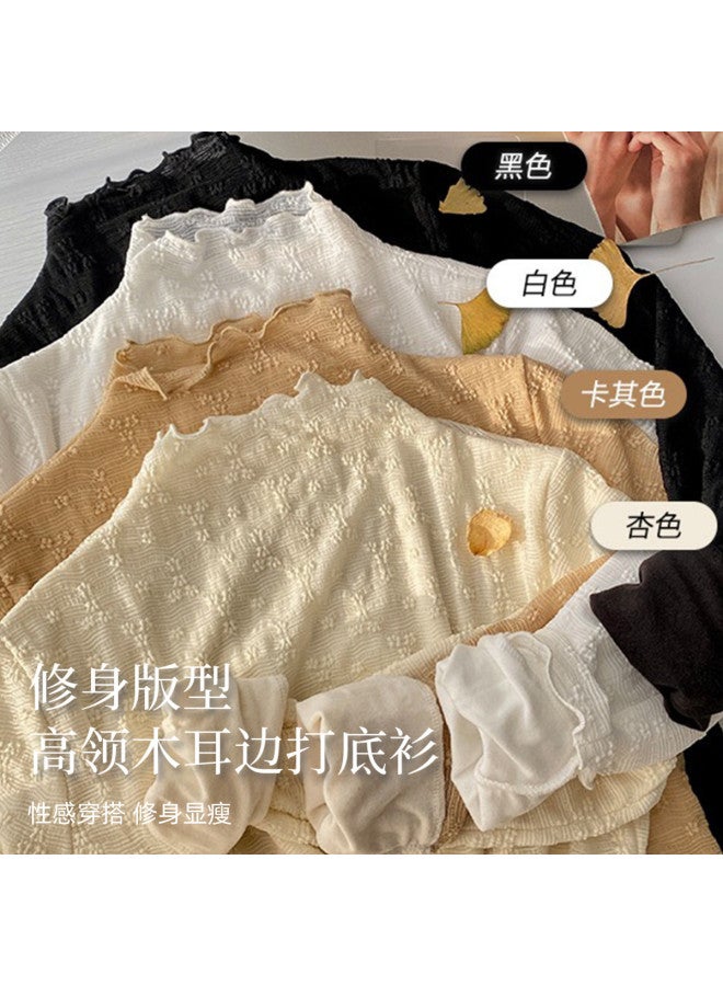 Modal قميص أساسي بسيط بياقة نصف سلحفاة مبطن بالفليس للنساء، قمة دافئة من الشبك، قمة أنيقة ومريحة بأكمام طويلة للنساء - Image 4