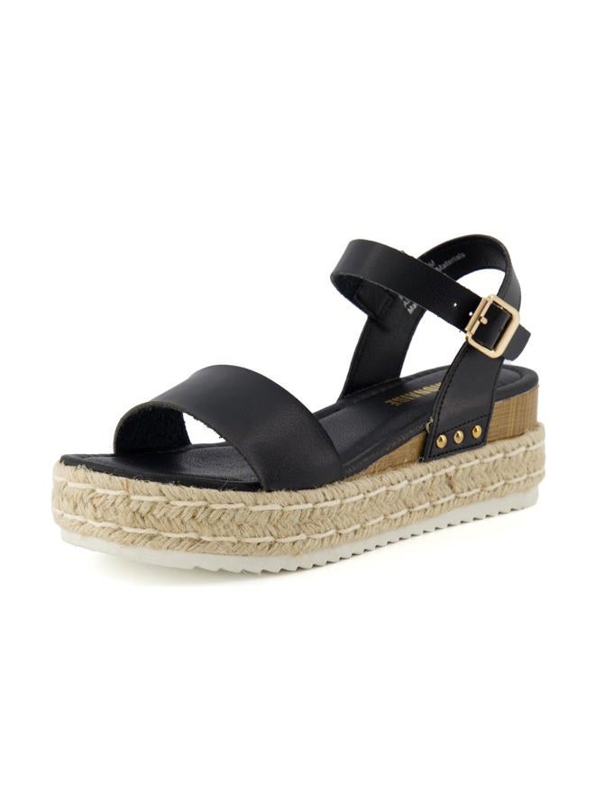 CUSHIONAIRE Women's Melissa Espadrille Wedge Sandal,Black,6.5 - Image 1