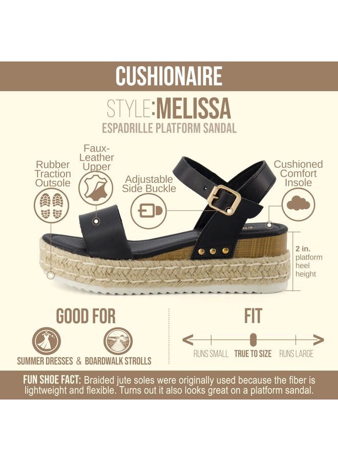 CUSHIONAIRE Women's Melissa Espadrille Wedge Sandal,Black,6.5 - Image 4