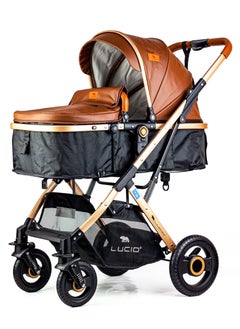 LUCID SENA Luxury Baby Stroller with Umbrella and Leather Cover – Compact and Lightweight  - Image 1