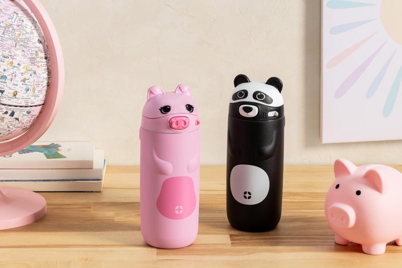 Ello Ellies 12oz Vacuum Insulated Stainless Steel Kids Water Bottle with Straw and Built-in Carrying Handle and Leak-Proof Locking Lid for School Backpack  Lunchbox and Outdoor Sports  Pig - Image 2