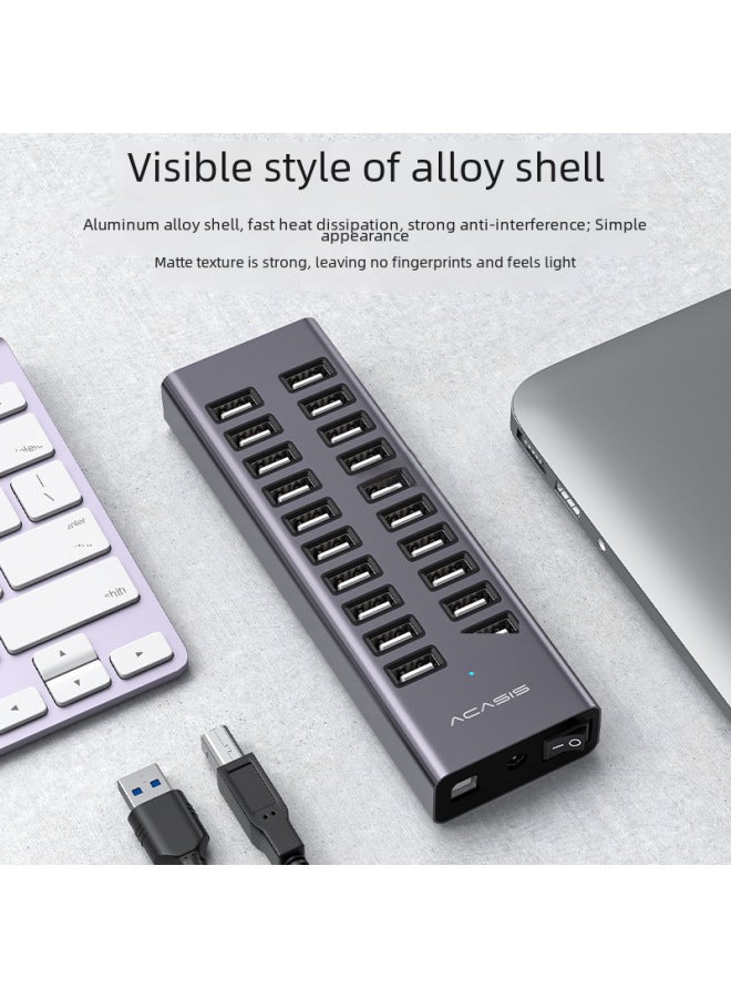 Acasis Usb Splitter 20-port Computer Mobile Phone Hub Hub With Power High-power Charging Docking Station - Image 3