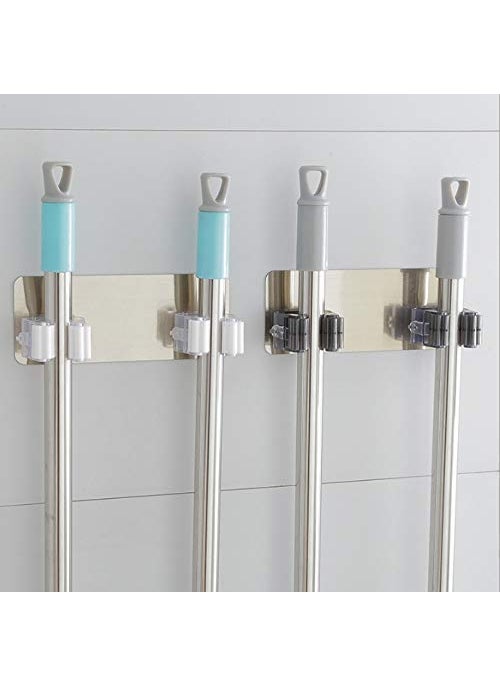 svk dream SVK Dream Magic Sticker Series Plastic Mop Holder Broom Hodler PP and PVC Kitchen Bathroom Wall Mounted Mop Holder Magic Sticker Broom Rack 5 kg 18 x 7 cm 1pc  - Image 2