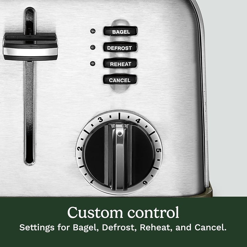 Cuisinart محمصة 4 شريحة، محمصة مدمجة من الفولاذ المقاوم للصدأ مع فتحات عريضة إضافية لتحميص الخبز، التوست الفرنسي، البيغل والمعجنات، وظائف إذابة الجليد وإعادة التسخين، CPT-180P1، فولاذ مقاوم للصدأ مصقول - Image 3
