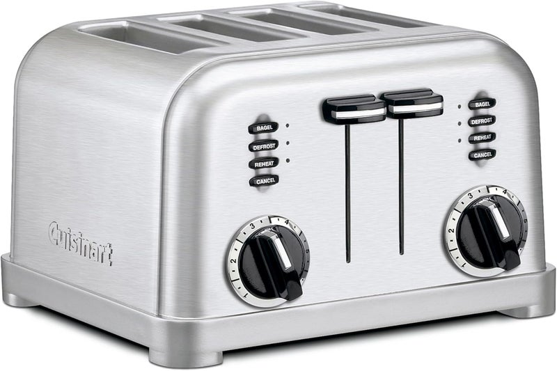 Cuisinart محمصة 4 شريحة، محمصة مدمجة من الفولاذ المقاوم للصدأ مع فتحات عريضة إضافية لتحميص الخبز، التوست الفرنسي، البيغل والمعجنات، وظائف إذابة الجليد وإعادة التسخين، CPT-180P1، فولاذ مقاوم للصدأ مصقول - Image 1