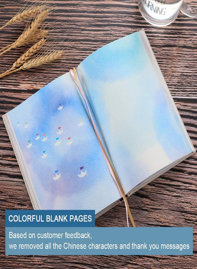 Siixu Colorful Blank Notebook, Unruled Personal Diary Journals to Write in for Women and Girls, Hardcover Writing Notepad Gift, Unique Watercolor Design, 192 Pages, 2 Bookmarks, Unlined - Image 2