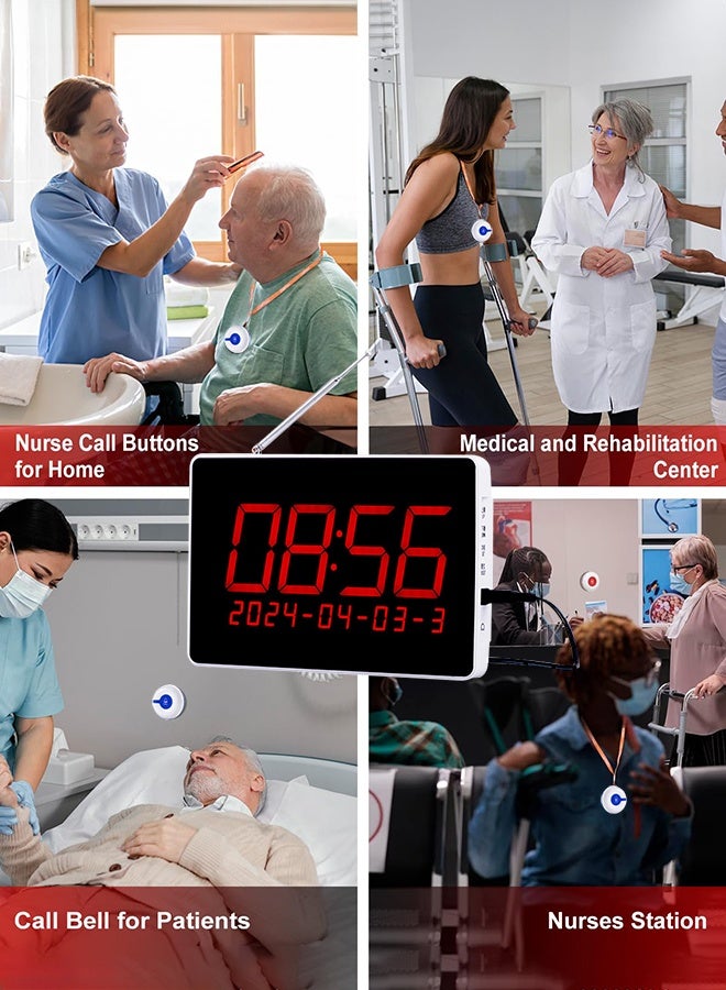 WALALLA Wireless Nurse Call System - 800m Range Caregiver Pager with 1 Receiver & 10 Call Buttons, Portable Patient Call Bell for Hospital, Clinic, Rehabilitation Center, Nursing Home & Elderly Care - Image 2