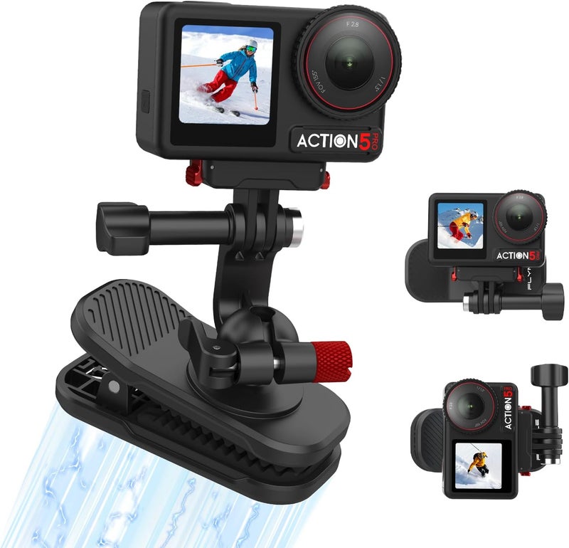 BRDRC حامل مغناطيسي لحقيبة الظهر لكاميرا DJI Osmo Action 5 Pro/6/4/3، حامل دوار بزاوية 360 درجة لحزام حقيبة الظهر لكاميرا Insta360 X5/X4/Ace Pro 2/Go Ultra، Osmo Pocket 3/Nano/360، وملحقات GoPro Hero 13 - Image 1