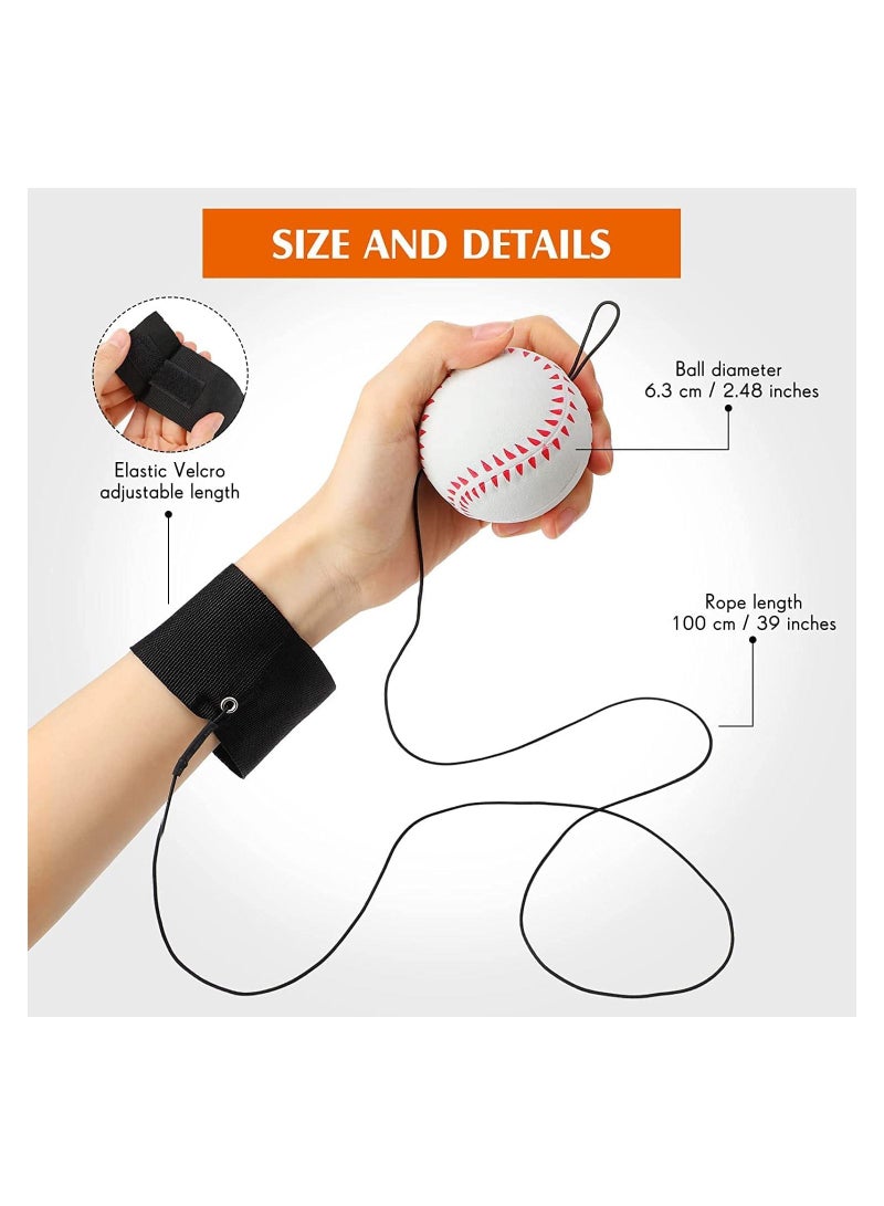 SYOSI 6 Pieces Wrist Return Ball Sports Wrist Ball Includes Basketball Baseball and Football On A String Rubber Rebound Ball Wristband Toy for Children Kids Party Favor Exercise or Play - Image 2