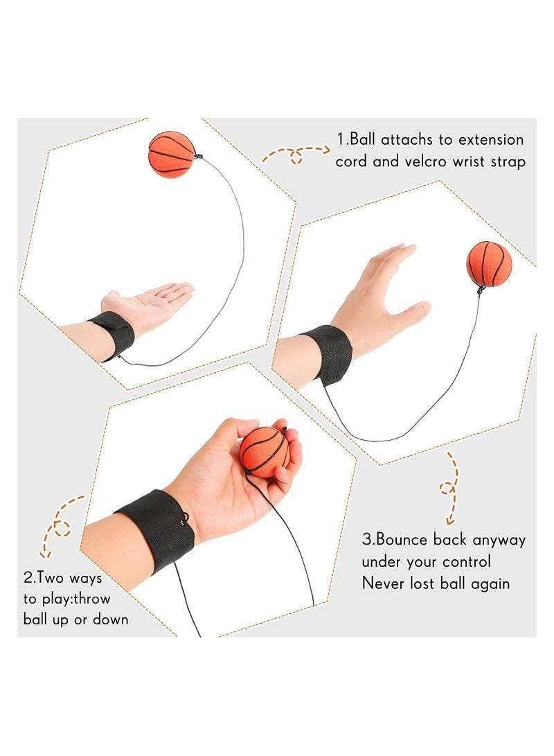 SYOSI 6 Pieces Wrist Return Ball Sports Wrist Ball Includes Basketball Baseball and Football On A String Rubber Rebound Ball Wristband Toy for Children Kids Party Favor Exercise or Play - Image 4