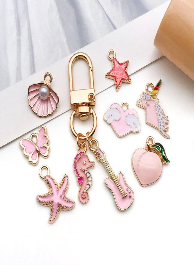 WOCRAFT 40pcs 20 pairs Assorted Enamel Bracelet Charms for Jewelry Making DIY Necklace Bracelet Earrings Keychain Crafting Charms Kit Crafts (Pink-SN991) - Image 5