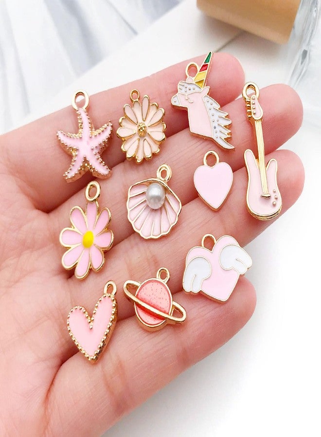 WOCRAFT 40pcs 20 pairs Assorted Enamel Bracelet Charms for Jewelry Making DIY Necklace Bracelet Earrings Keychain Crafting Charms Kit Crafts (Pink-SN991) - Image 3