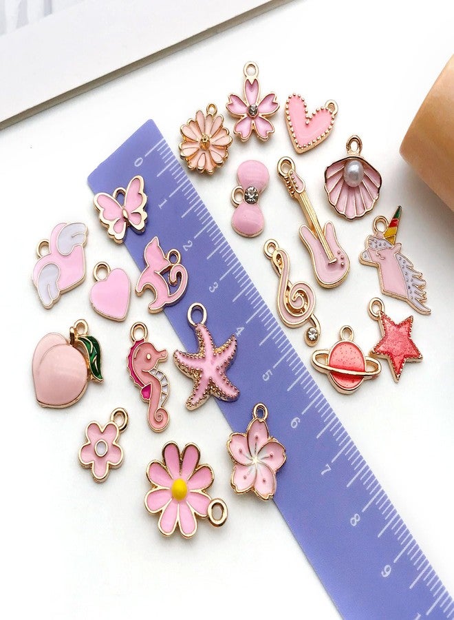 WOCRAFT 40pcs 20 pairs Assorted Enamel Bracelet Charms for Jewelry Making DIY Necklace Bracelet Earrings Keychain Crafting Charms Kit Crafts (Pink-SN991) - Image 4