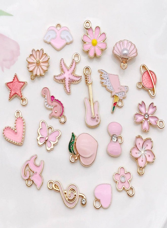 WOCRAFT 40pcs 20 pairs Assorted Enamel Bracelet Charms for Jewelry Making DIY Necklace Bracelet Earrings Keychain Crafting Charms Kit Crafts (Pink-SN991) - Image 2