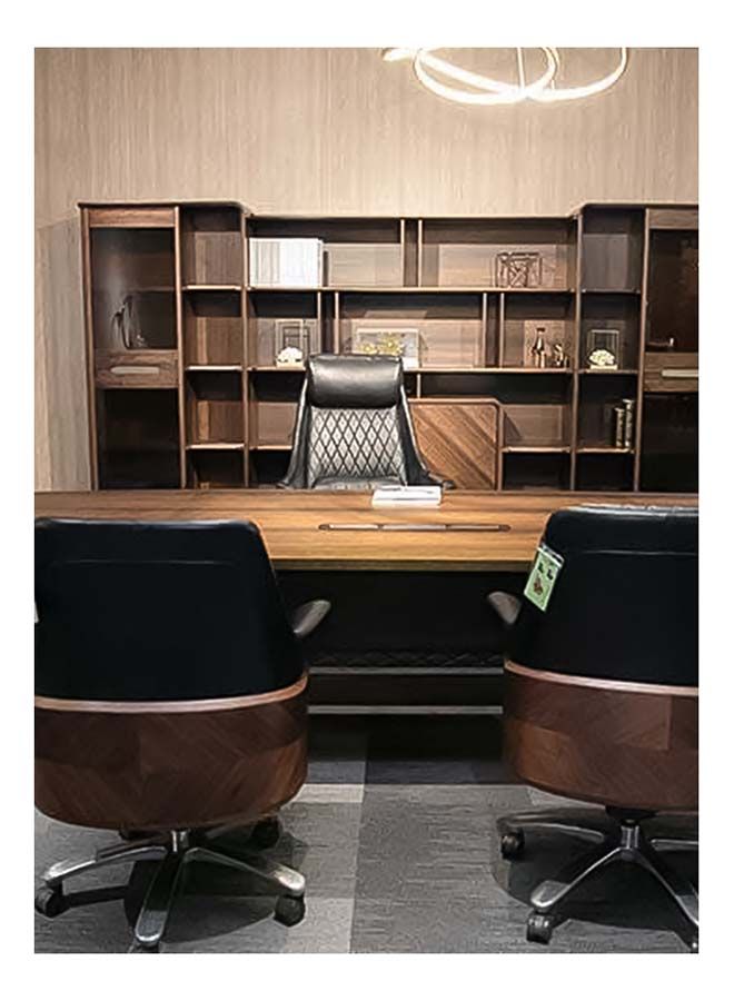 VOFFOV Mid-Back Bentwood Office Computer Chair Leather Office Furniture For Home Conference  - Image 2