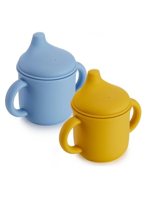 Silicone Sippy Cup, Training Cup for Baby 6 months, Two Handle Learner Cup for Toddlers (2 Pieces)