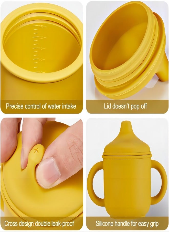 Silicone Sippy Cup, Training Cup for Baby 6 months, Two Handle Learner Cup for Toddlers (2 Pieces)