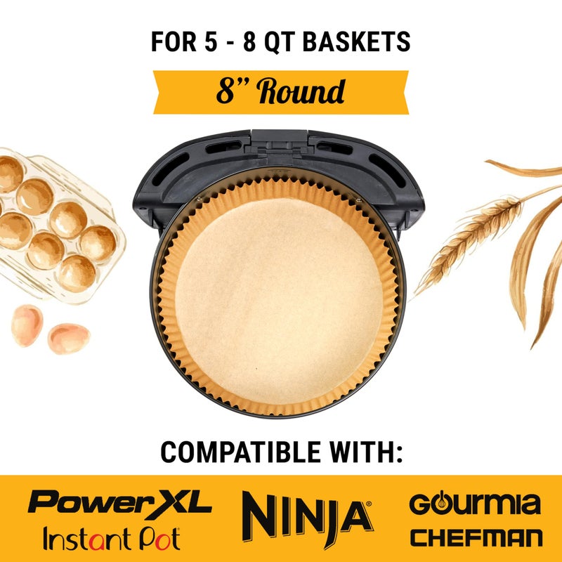 Baker's Signature 250 pcs Air Fryer Liners for Ninja, Round Disposable Airfryer Paper Liners â€“ Non-Stick and Oil Proof for Easy Cleanup, Great for Oven, Pans & Baking â€“ 8 Inch for 5-8 qt Basket - Image 2