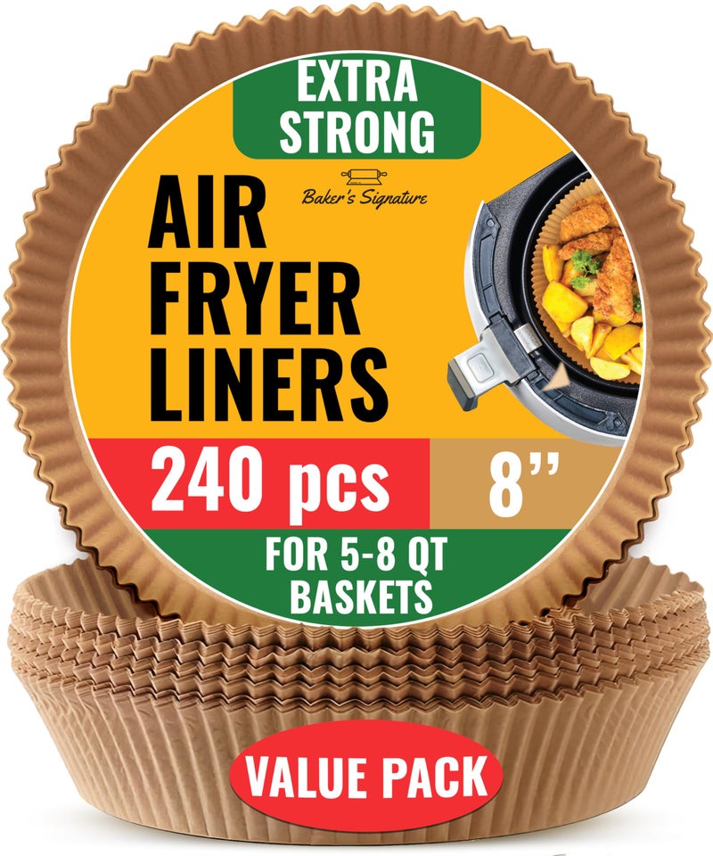 Baker's Signature 250 pcs Air Fryer Liners for Ninja, Round Disposable Airfryer Paper Liners â€“ Non-Stick and Oil Proof for Easy Cleanup, Great for Oven, Pans & Baking â€“ 8 Inch for 5-8 qt Basket - Image 1