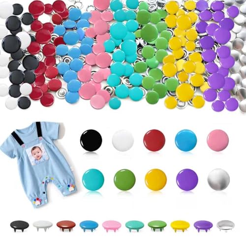 Forimaluence 100 Sets Metal Snap Buttons, 10 Colors Solid Sewing Snaps for Fabric,Prong Snap Button Kits for DIY Crafting Clothing Sewing (9.5mm /400 PCS) - Image 1