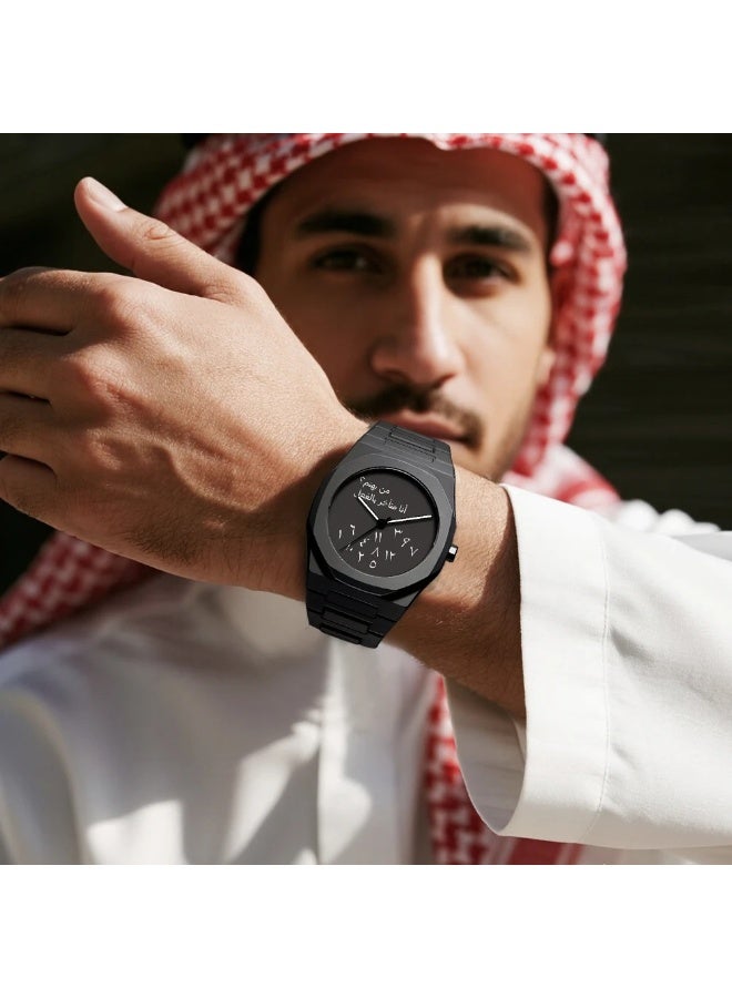 Batoon Arabic Watch, Men's Quartz Watch with Arabic Numerals, Independent Designer Watch, Simple Octagonal Case, 5ATM Water Resistance - Perfect Gift for the Islamic Watch Lover - Image 4