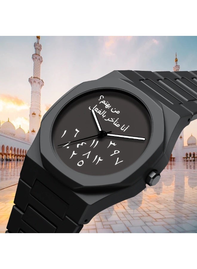 Batoon Arabic Watch, Men's Quartz Watch with Arabic Numerals, Independent Designer Watch, Simple Octagonal Case, 5ATM Water Resistance - Perfect Gift for the Islamic Watch Lover - Image 3