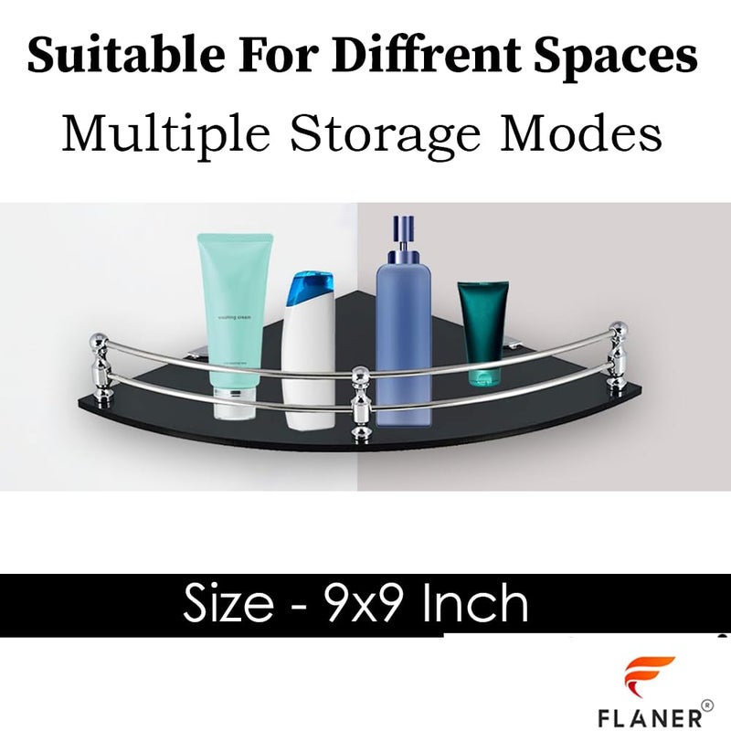 Flaner 9x9 Inch Acrylic And Stainless Steel Wall Mounted Bathroom Corner Shelf Corner Shower Caddy Organizer Shelves for Bathroom Dorm and Kitchen - Image 2