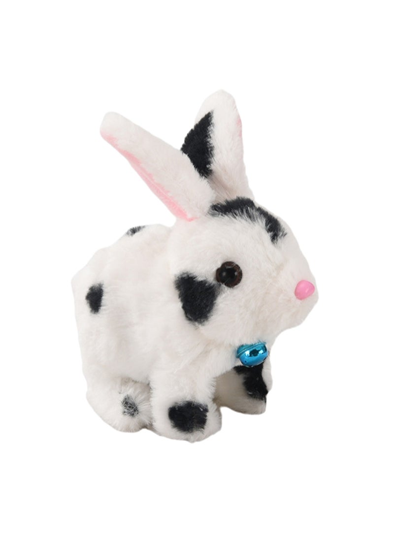 Black Spotted Rabbit Electronic Plush Stuffed Interactive Animal Touch Control Electronic Pet Robot Toy Animated Toy Suitable For Kids And Babies - Image 1