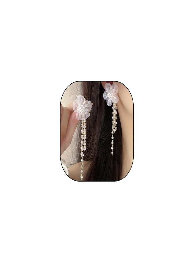 FUTIMELY White Floral Earrings,Sweet Fairy Earrings for women,Small Flower Pearl Tassel Earrings Statement Jewelry (Flower) - Image 1