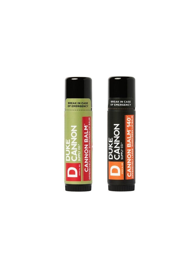Duke Cannon Supply Co. Duke Cannon Cannon Lip Balm 140° & Tactical Lip Protectant Bundle - SPF 30 & SPF 15, Blood Orange Mint & Fresh Mint Flavors, 2 Pack  - Image 1