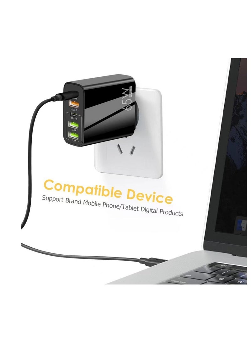 عام محول شحن سريع بقوة 65 وات باللون الأسود - Image 3