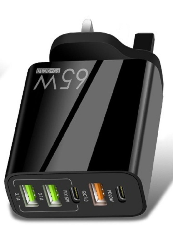 عام محول شحن سريع بقوة 65 وات باللون الأسود - Image 2