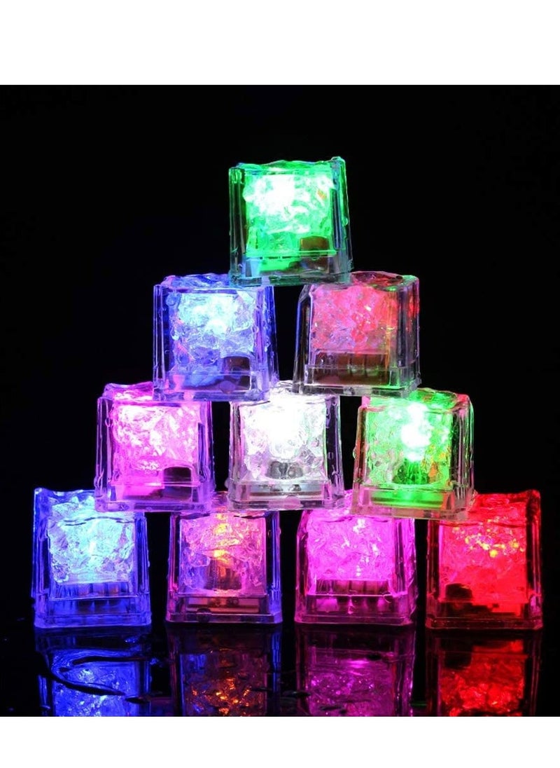 Mordely - LED Ice Cube Lights, Pack of 12 LED Ice Cube Lights, Reusable Ice Cubes, Ice Cubes, Multicoloured LED Ice Cubes, Neon Ice Cubes, Decoration for Party, Wedding - Image 1