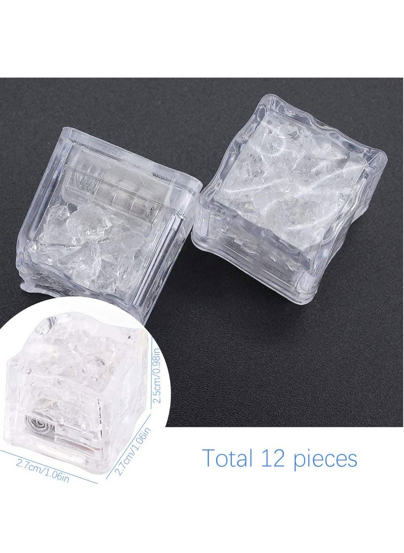 Mordely - LED Ice Cube Lights, Pack of 12 LED Ice Cube Lights, Reusable Ice Cubes, Ice Cubes, Multicoloured LED Ice Cubes, Neon Ice Cubes, Decoration for Party, Wedding - Image 1