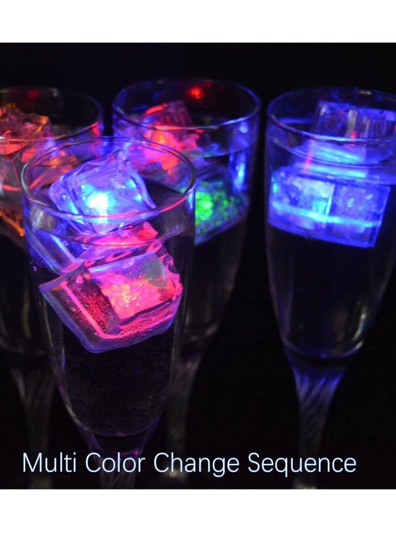 Mordely - LED Ice Cube Lights, Pack of 12 LED Ice Cube Lights, Reusable Ice Cubes, Ice Cubes, Multicoloured LED Ice Cubes, Neon Ice Cubes, Decoration for Party, Wedding - Image 1