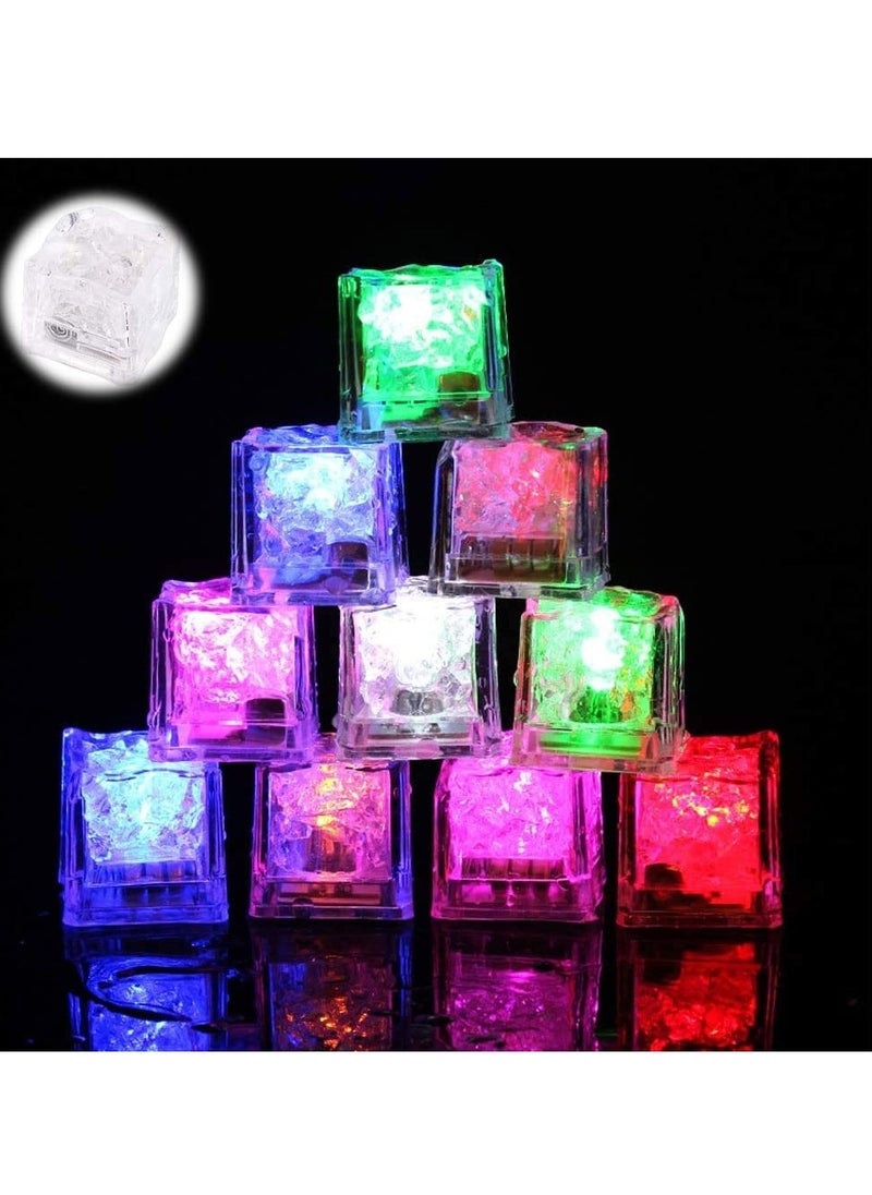 Mordely - LED Ice Cube Lights, Pack of 12 LED Ice Cube Lights, Reusable Ice Cubes, Ice Cubes, Multicoloured LED Ice Cubes, Neon Ice Cubes, Decoration for Party, Wedding - Image 1