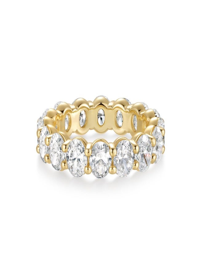 ASHINE 14K Gold Plated Chunky Oval Cubic Zirconia Band Ring Fashion Stackable Eternity Jewelry for Women Daily Travel Wedding Engagement (Gold 8) - Image 1