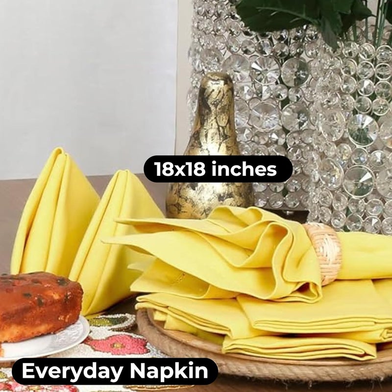 Bedding Craft Cotton Dinner Napkins Set of 12  18x18 Sand Yellow with Hemstitched Mitered Corners  Machine Washable Fabric Napkins for Thanksgiving Weddings  Cocktails - Image 4