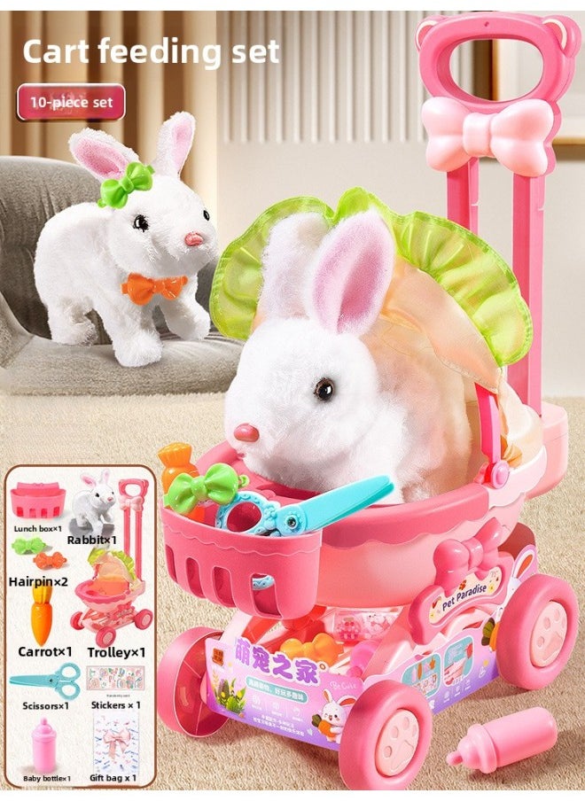 Children's Electric Simulation Bunny Plush Toy Girl Pet White Rabbit Doll Girl Birthday Gift-Color:Little White Rabbit [bolley]  - Image 1