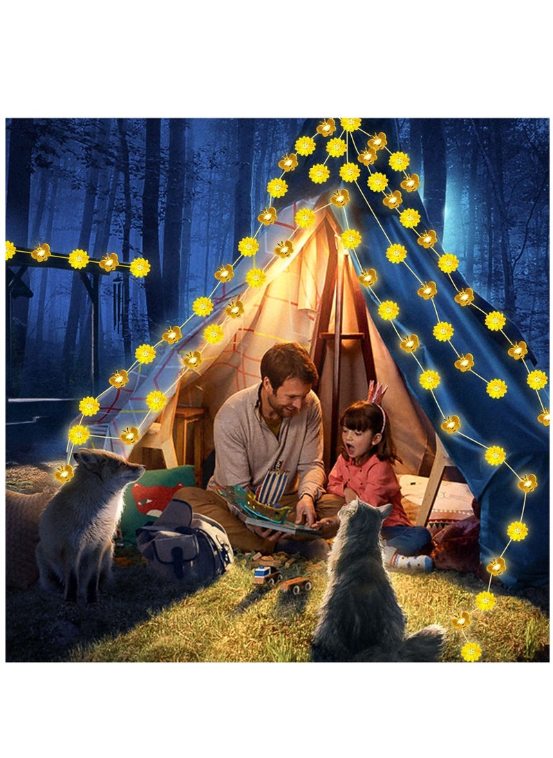 Generic 2Pcs Honey Bee Fairy String Lights, Solar String Lights For Outside, 10FT 30LED Bumble Bee And Sunflower Fairy Lights Solar Powered, Bee Decorations String Lights For Party Baby Shower Bedroom  - Image 5