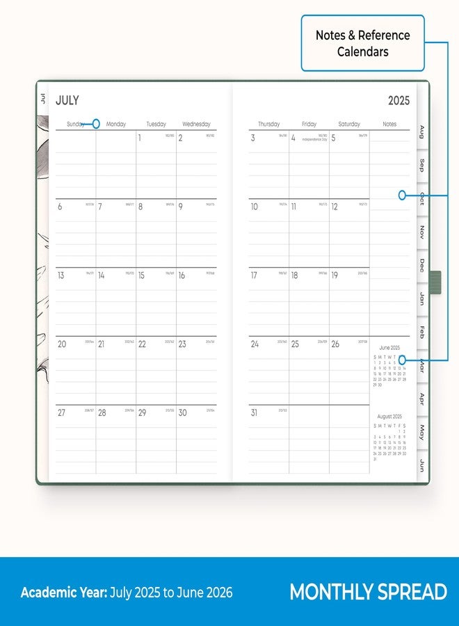 Blue Sky 2025-2026 Weekly and Monthly Academic Year Planner Calendar, July 2025 - June 2026, 5" x 8", Faux Leather Hard Cover, Bookbound, Laminated Tabs, Storage Pocket, Rio Green - Image 4