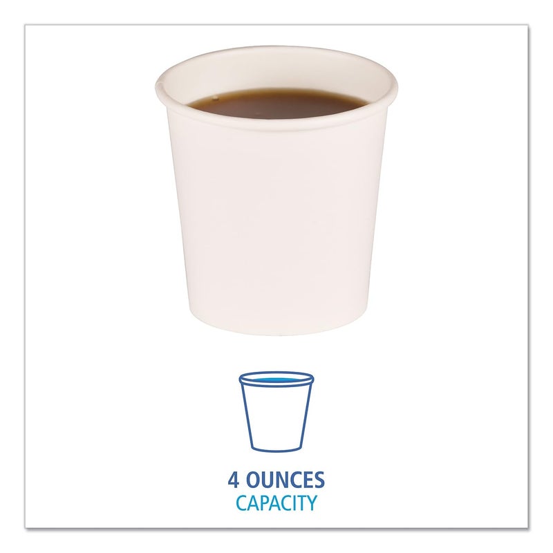 Boardwalk BWKWHT4HCUP 4 oz Paper Hot Cups  White 20 CupsSleeve 50 SleevesCarton - Image 2
