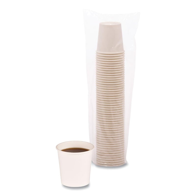Boardwalk BWKWHT4HCUP 4 oz Paper Hot Cups  White 20 CupsSleeve 50 SleevesCarton - Image 3
