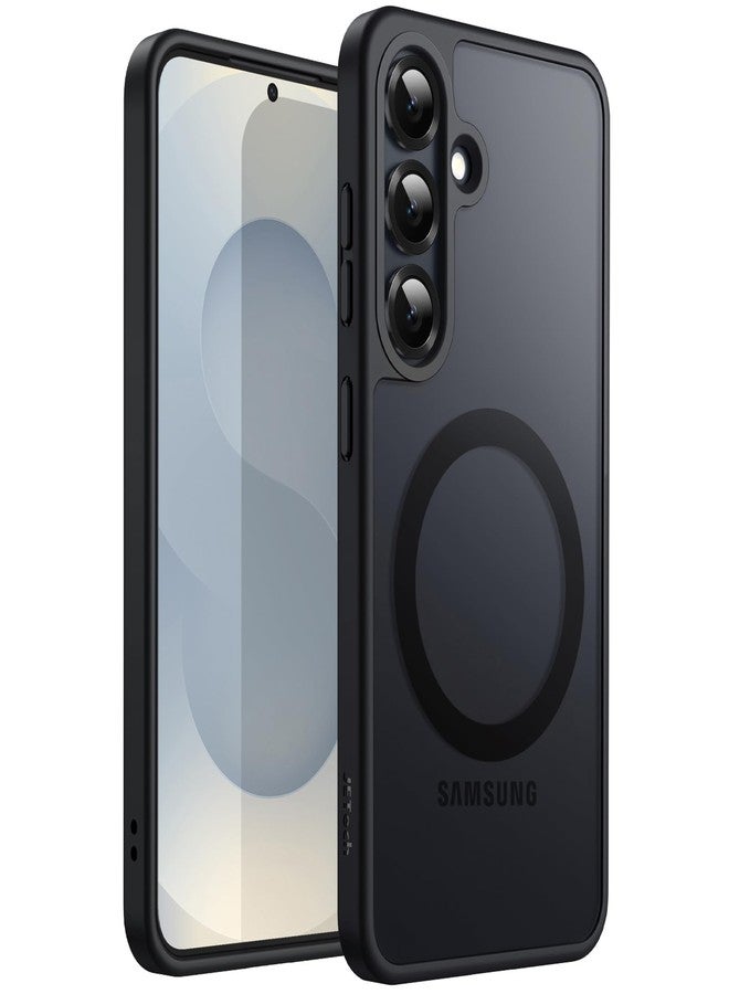 جي تيك جراب مغناطيسي من JETech لهاتف سامسونج جالاكسي S25+ / S25 بلس 5G، متوافق مع MagSafe، غطاء خلفي شفاف غير لامع مقاوم للصدمات (أسود) - Image 1