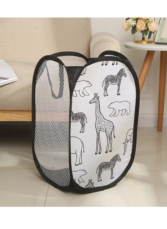 Little tots Organize Your Laundry With This Adorable Cartoon Popup Hamper - Large Capacity, Foldable, And Easy To Clean  - Image 1