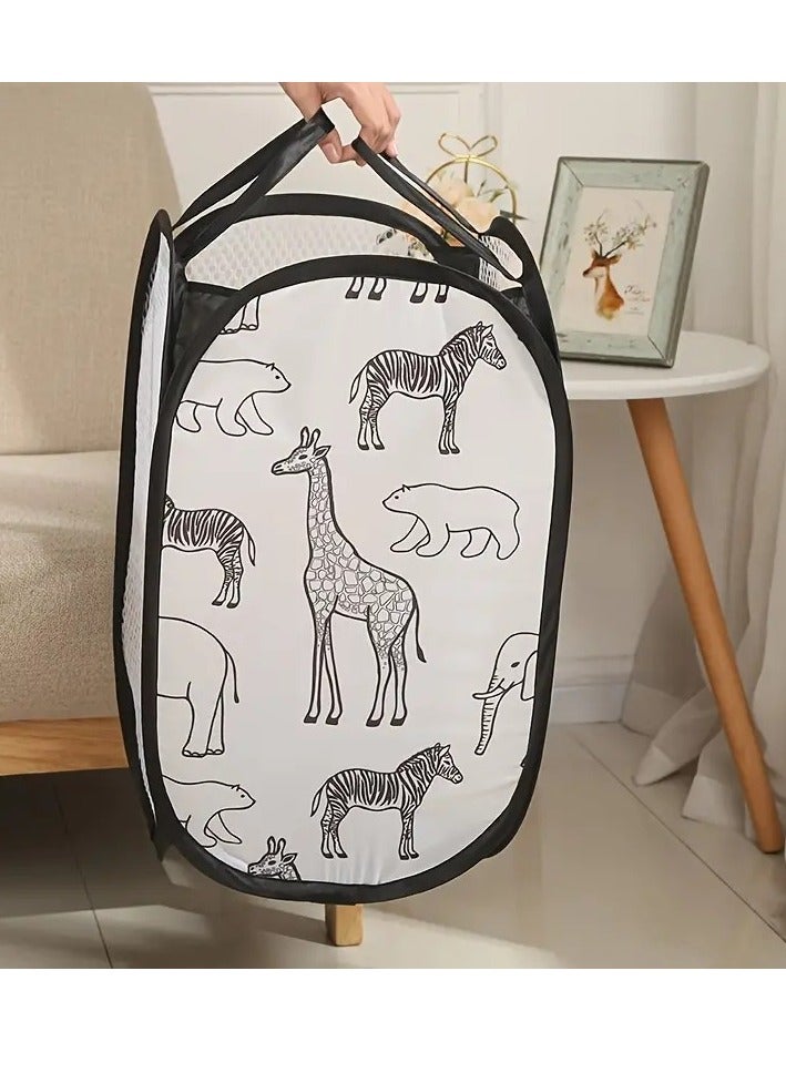 Little tots Organize Your Laundry With This Adorable Cartoon Popup Hamper - Large Capacity, Foldable, And Easy To Clean  - Image 4