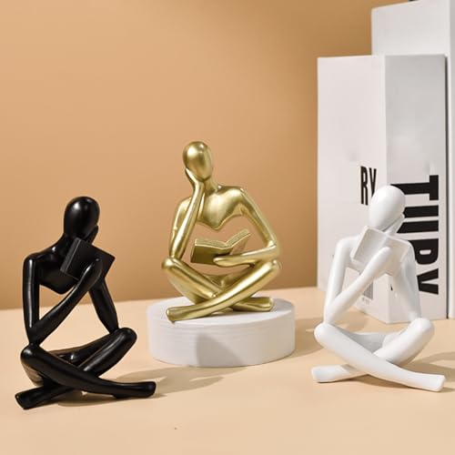 LINZHEN Style-A Beige, Creative Abstract Thinker Bookend for Home Aesthetic, Study, and Wine Cabinet – Stylish Shelf Decor Accent and Thoughtful Gift for Living Room, Bar, or Coffee Shop - Image 3