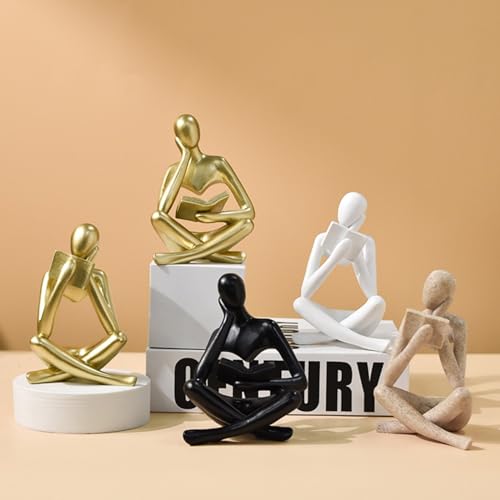 LINZHEN Style-A Beige, Creative Abstract Thinker Bookend for Home Aesthetic, Study, and Wine Cabinet – Stylish Shelf Decor Accent and Thoughtful Gift for Living Room, Bar, or Coffee Shop - Image 2