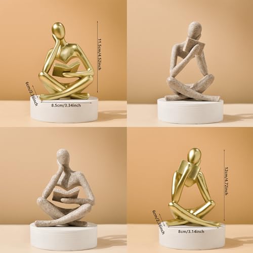 LINZHEN Style-A Beige, Creative Abstract Thinker Bookend for Home Aesthetic, Study, and Wine Cabinet – Stylish Shelf Decor Accent and Thoughtful Gift for Living Room, Bar, or Coffee Shop - Image 5