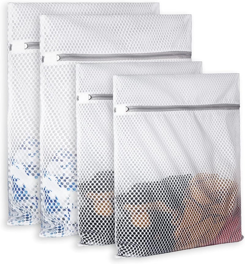 SUERIV Extra Large Honeycomb Mesh Laundry Bag125gsm Net Fabric Durable and Reusable Delicate Wash Bag,Travel Organization Bag for Lingerie,Clothes,Jeans,Bath Towel,Sock (Set of 4(2L+2XL)) - Image 1